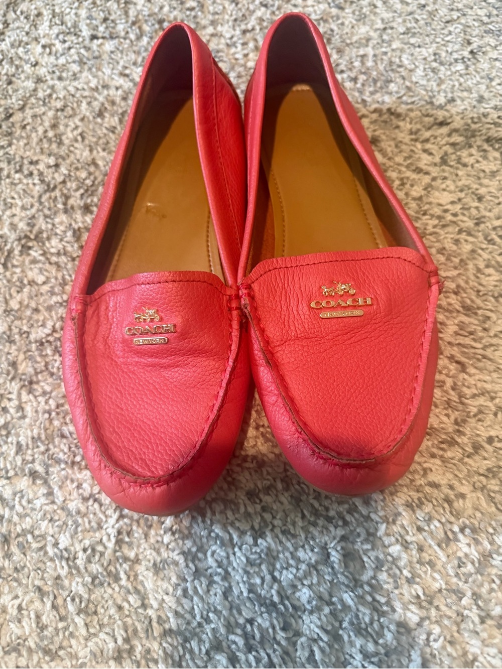 Coach Red Leather Driving Loafers